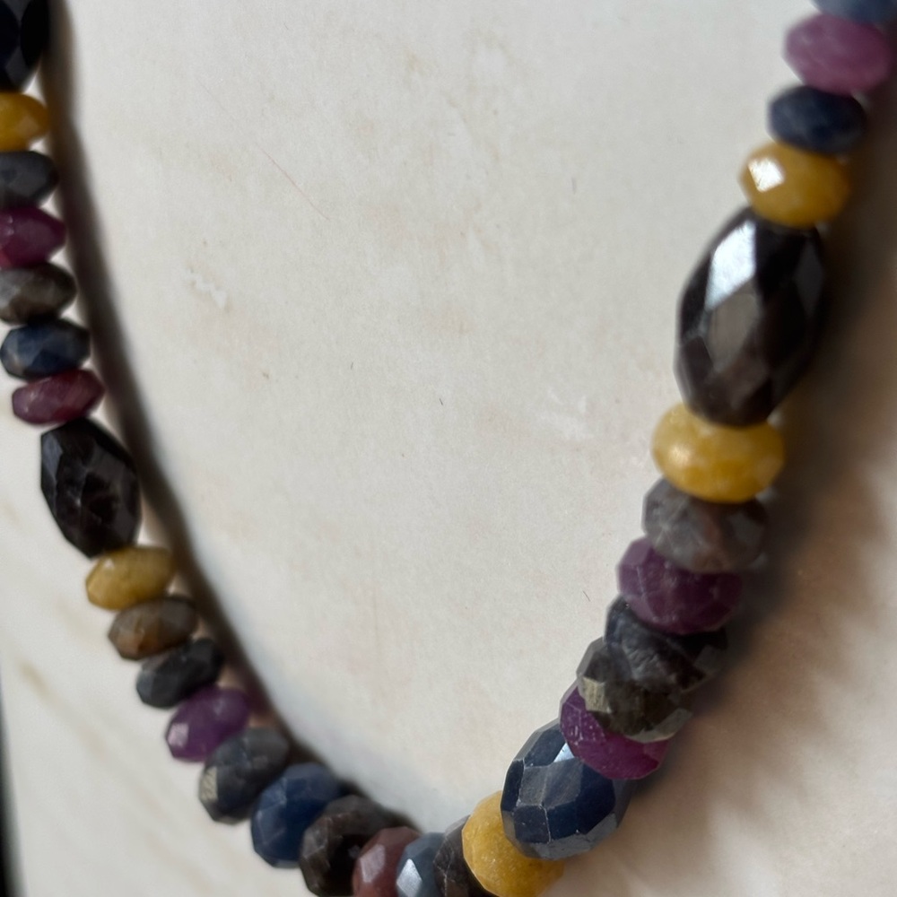 Jay King DTR Multi Sapphire Necklace Faceted Rondelle Corundum Sterling 17”